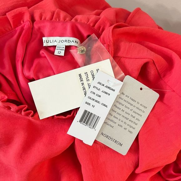 Julia Jordan NWT Nordstrom’s salmon pink ruffle hem midi dress size 12 - Picture 8 of 9